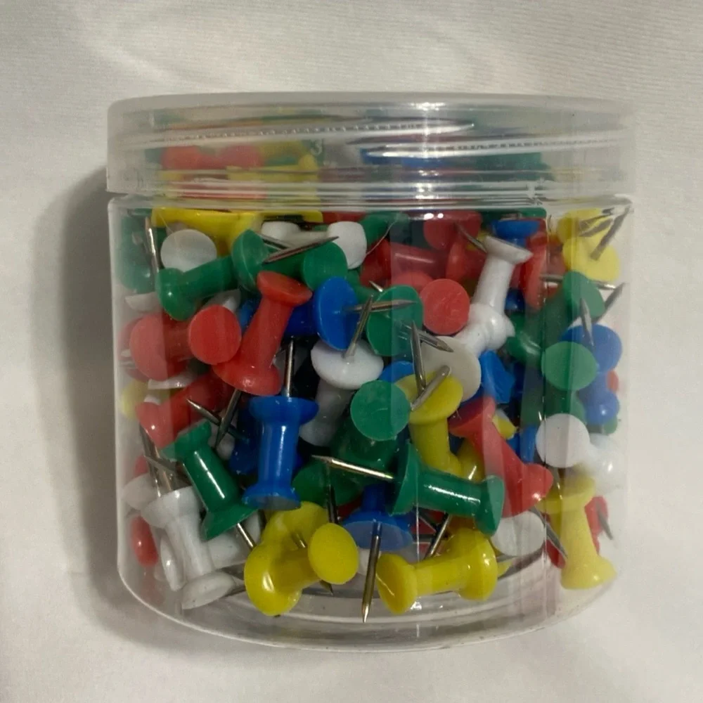 200 Count Push Pins Steel Point Assorted Colors